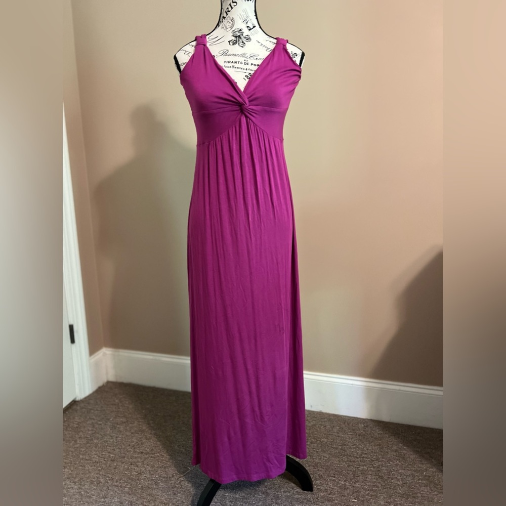 Red berry color fitted maxi dress